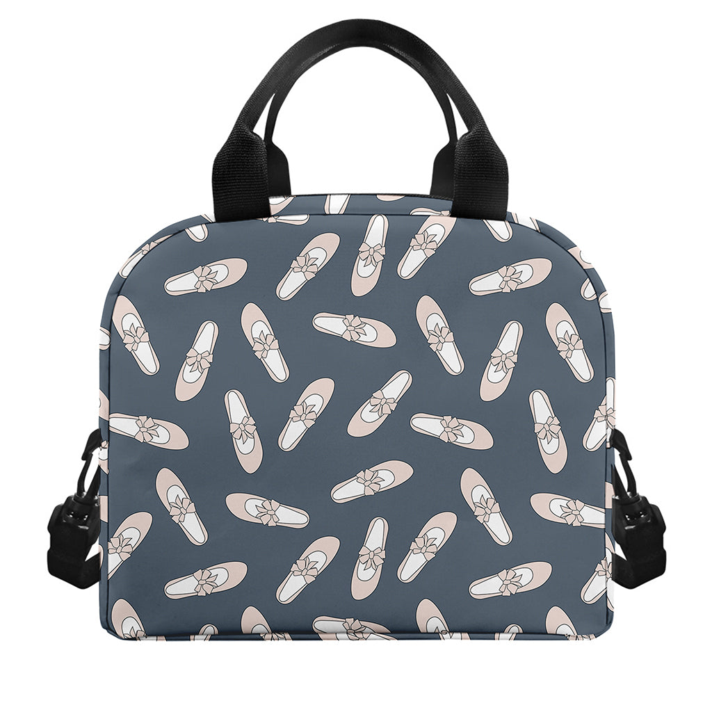 Pink Ballet Shoes Pattern Print Insulated Lunch Bag