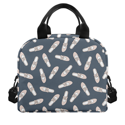 Pink Ballet Shoes Pattern Print Insulated Lunch Bag