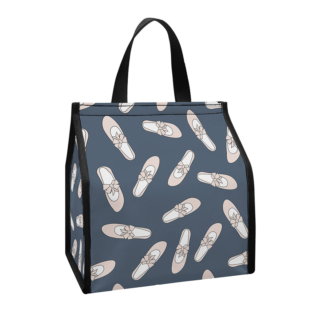 Pink Ballet Shoes Pattern Print Insulated Lunch Tote