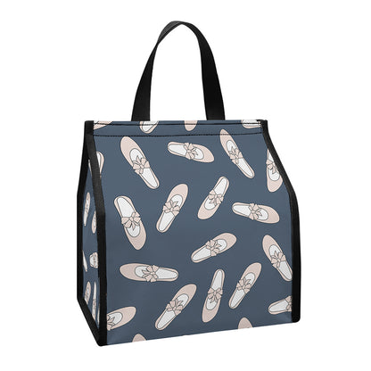 Pink Ballet Shoes Pattern Print Insulated Lunch Tote
