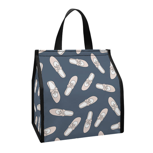 Pink Ballet Shoes Pattern Print Insulated Lunch Tote