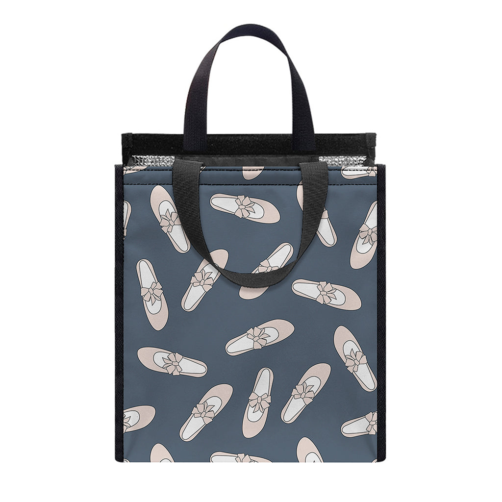 Pink Ballet Shoes Pattern Print Insulated Lunch Tote