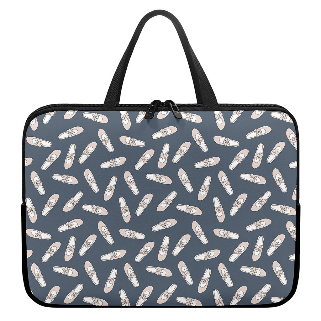 Pink Ballet Shoes Pattern Print Laptop Sleeve With Handle