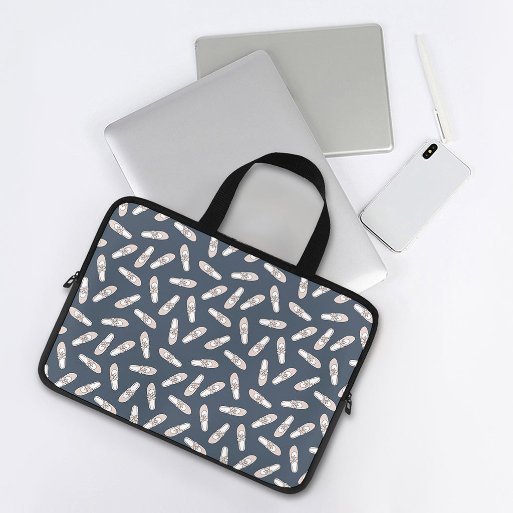 Pink Ballet Shoes Pattern Print Laptop Sleeve With Handle