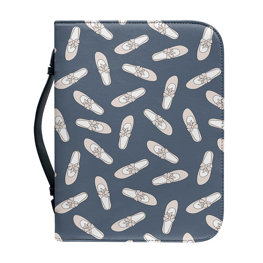 Pink Ballet Shoes Pattern Print Leather Bible Cover