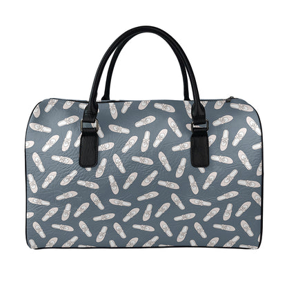 Pink Ballet Shoes Pattern Print Leather Duffle Bag