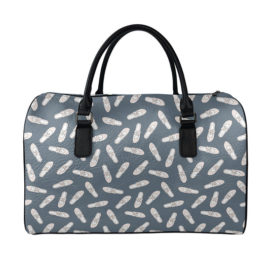 Pink Ballet Shoes Pattern Print Leather Duffle Bag