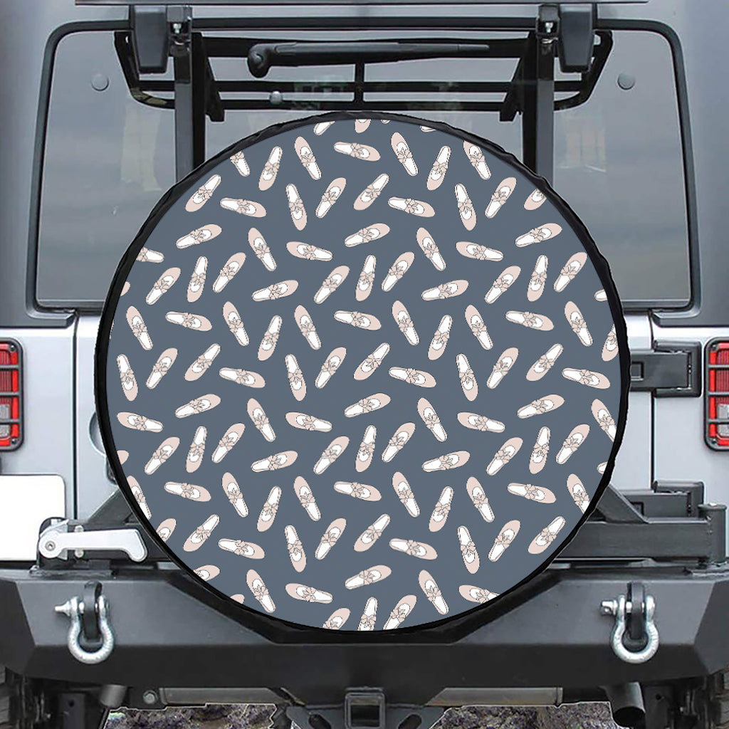 Pink Ballet Shoes Pattern Print Leather Spare Tire Cover