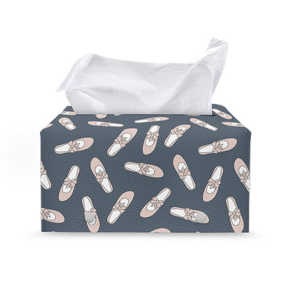 Pink Ballet Shoes Pattern Print Leather Tissue Box Cover