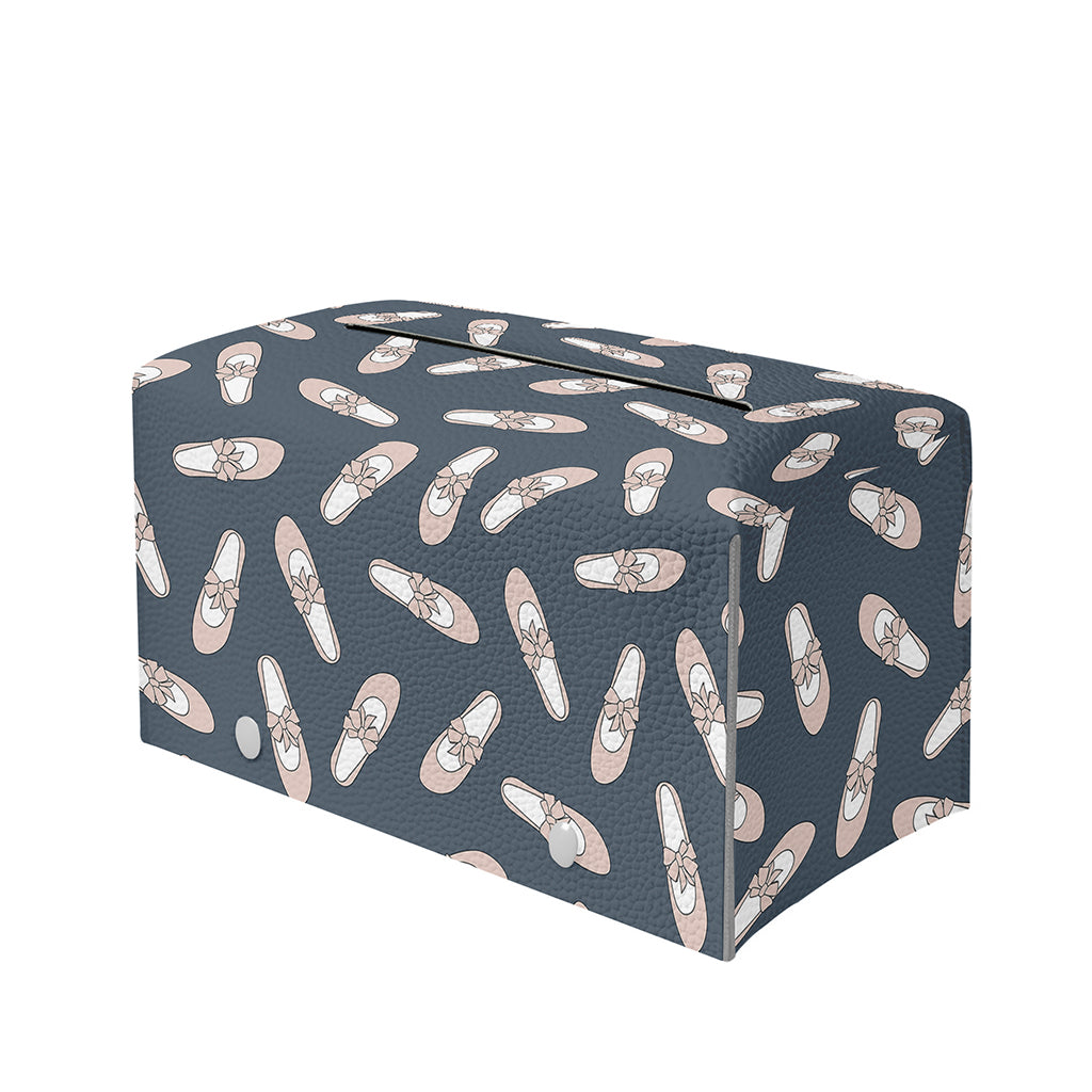 Pink Ballet Shoes Pattern Print Leather Tissue Box Cover