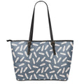 Pink Ballet Shoes Pattern Print Leather Tote Bag With Zipper