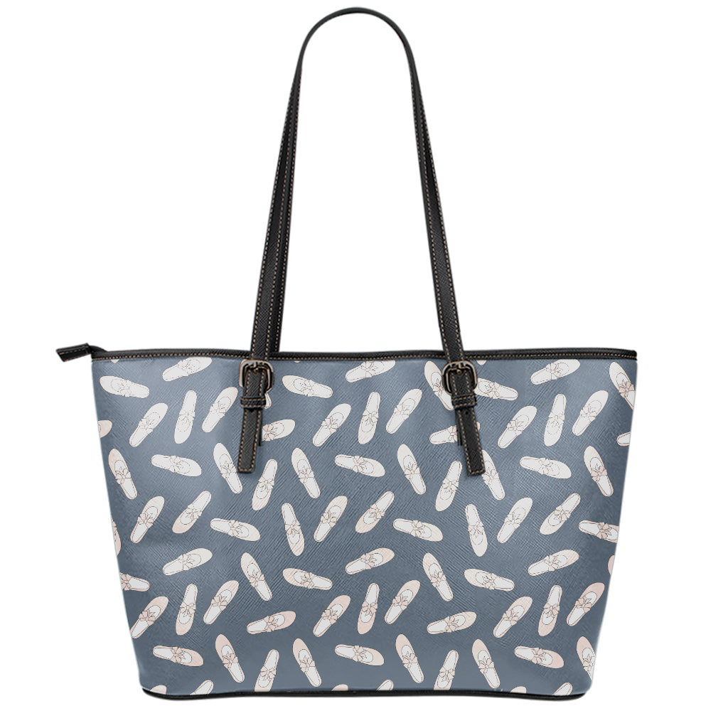 Pink Ballet Shoes Pattern Print Leather Tote Bag