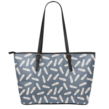 Pink Ballet Shoes Pattern Print Leather Tote Bag
