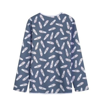 Pink Ballet Shoes Pattern Print Long Sleeve Short Coat