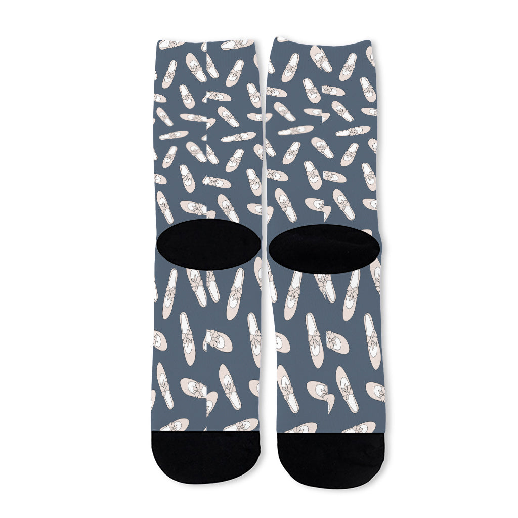 Pink Ballet Shoes Pattern Print Long Socks