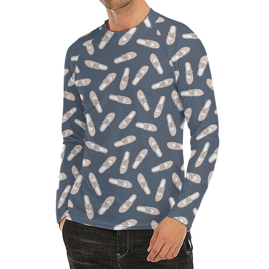 Pink Ballet Shoes Pattern Print Men's Long Sleeve Rash Guard