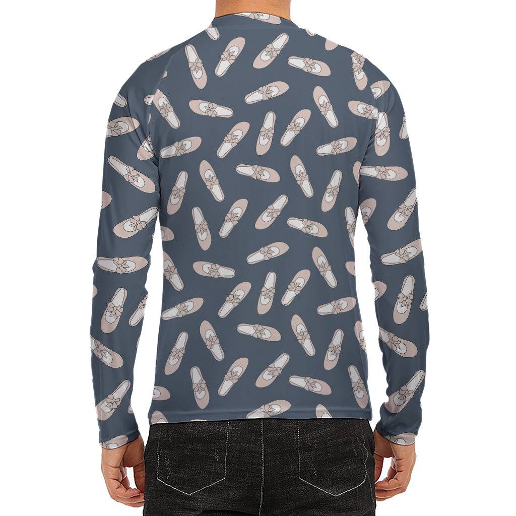 Pink Ballet Shoes Pattern Print Men's Long Sleeve Rash Guard