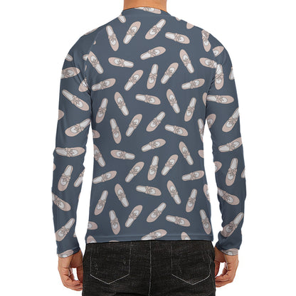 Pink Ballet Shoes Pattern Print Men's Long Sleeve Rash Guard