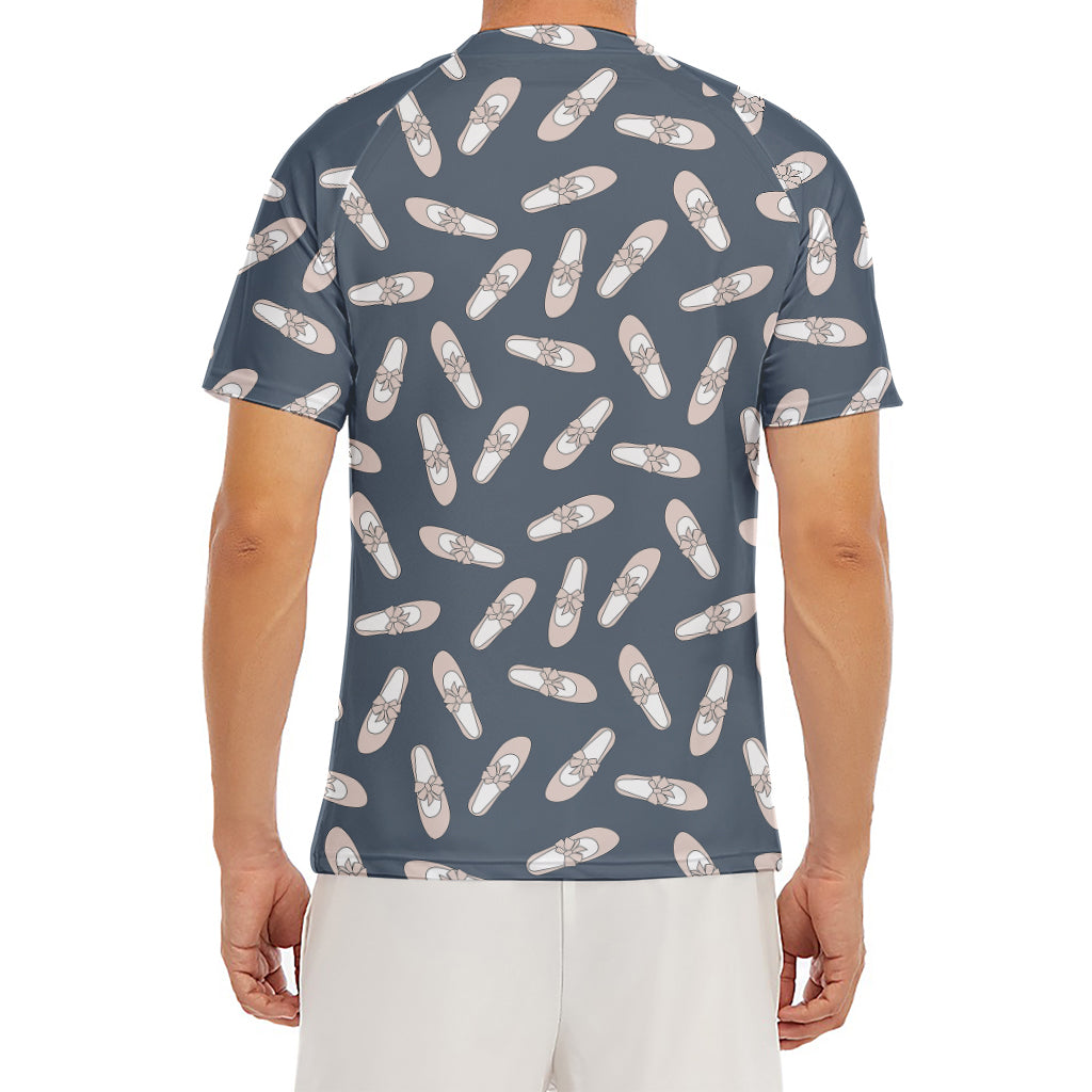 Pink Ballet Shoes Pattern Print Men's Short Sleeve Rash Guard