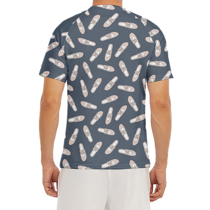 Pink Ballet Shoes Pattern Print Men's Short Sleeve Rash Guard