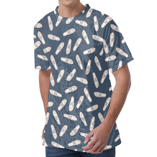 Pink Ballet Shoes Pattern Print Men's Velvet T-Shirt