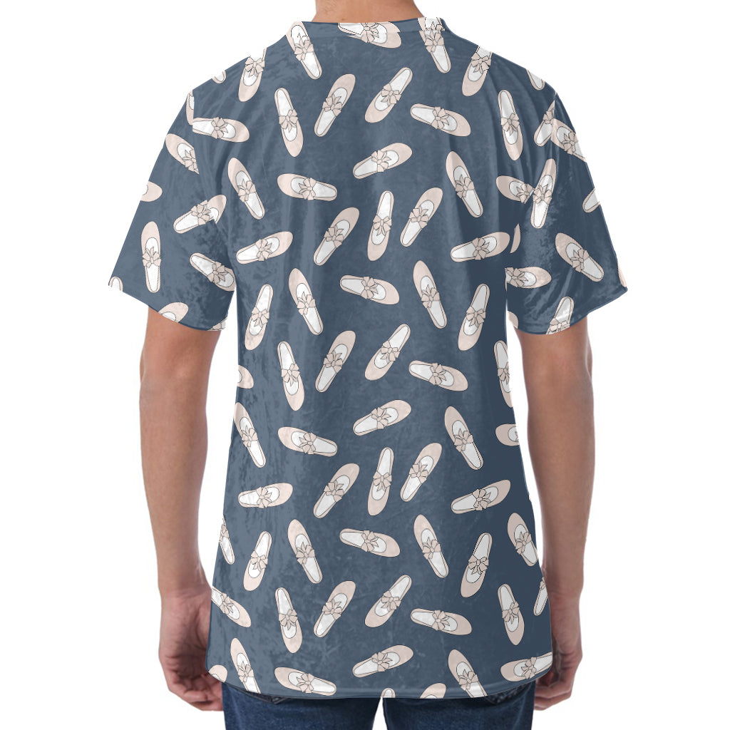Pink Ballet Shoes Pattern Print Men's Velvet T-Shirt