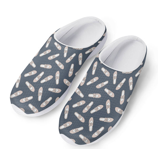 Pink Ballet Shoes Pattern Print Mesh Casual Shoes