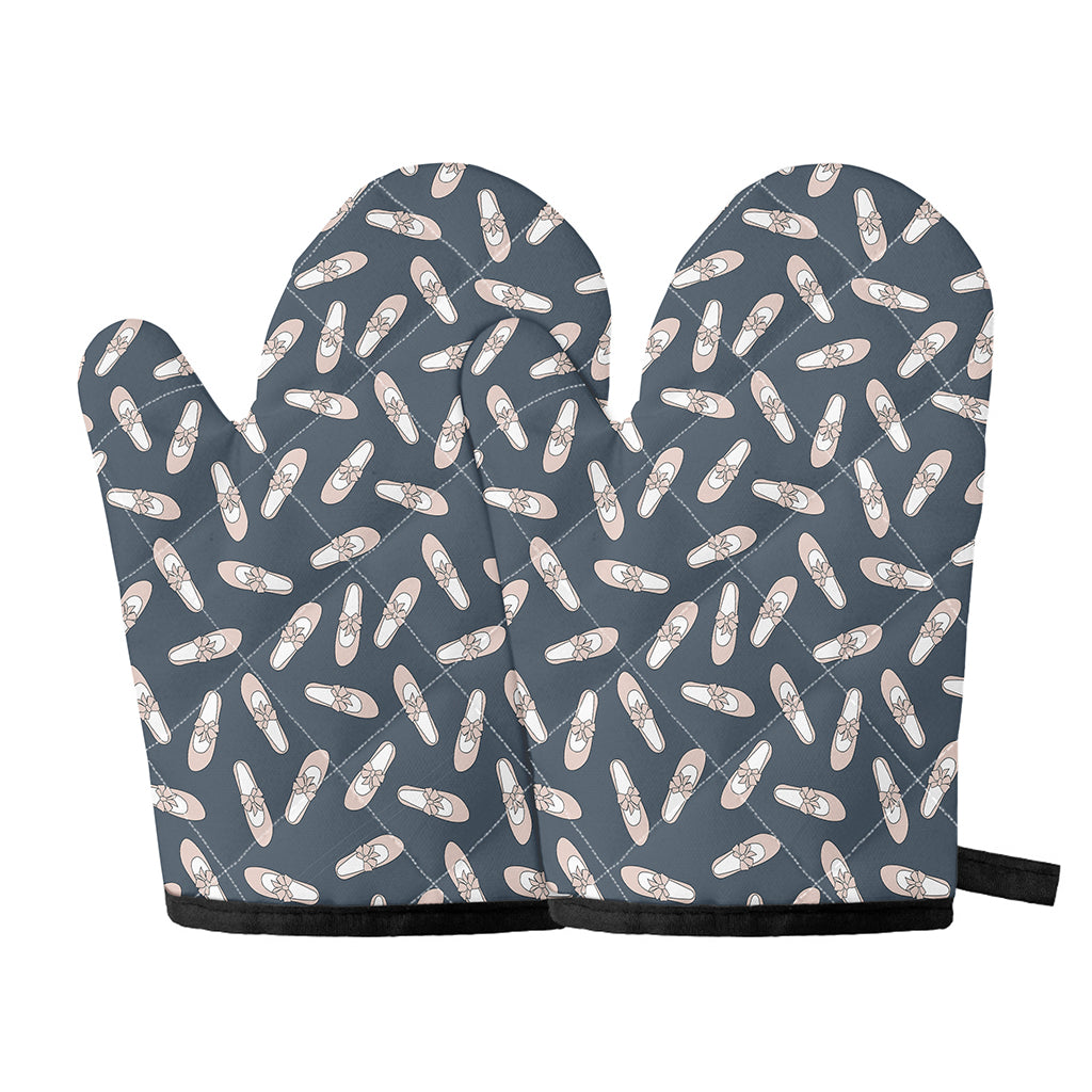 Pink Ballet Shoes Pattern Print Oven Mitts