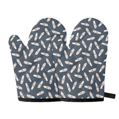 Pink Ballet Shoes Pattern Print Oven Mitts