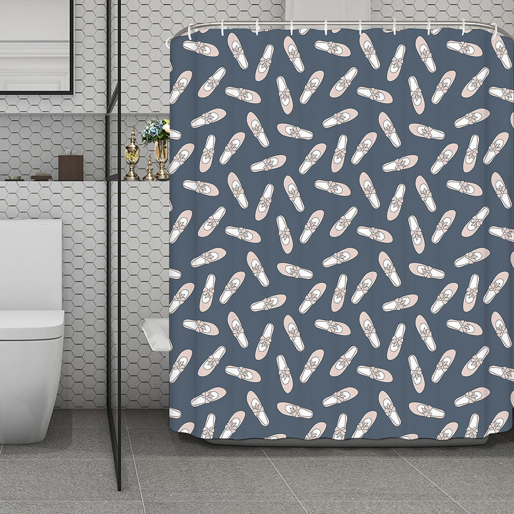 Pink Ballet Shoes Pattern Print Polyester Shower Curtain