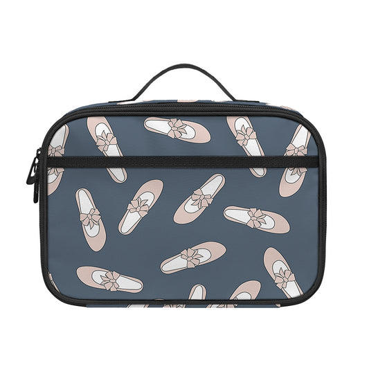 Pink Ballet Shoes Pattern Print Portable Lunch Bag