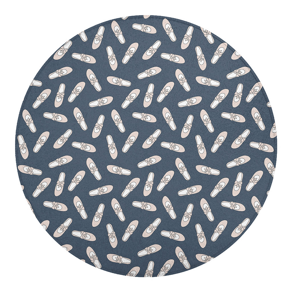Pink Ballet Shoes Pattern Print Round Blanket