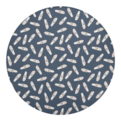Pink Ballet Shoes Pattern Print Round Blanket