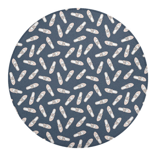 Pink Ballet Shoes Pattern Print Round Blanket