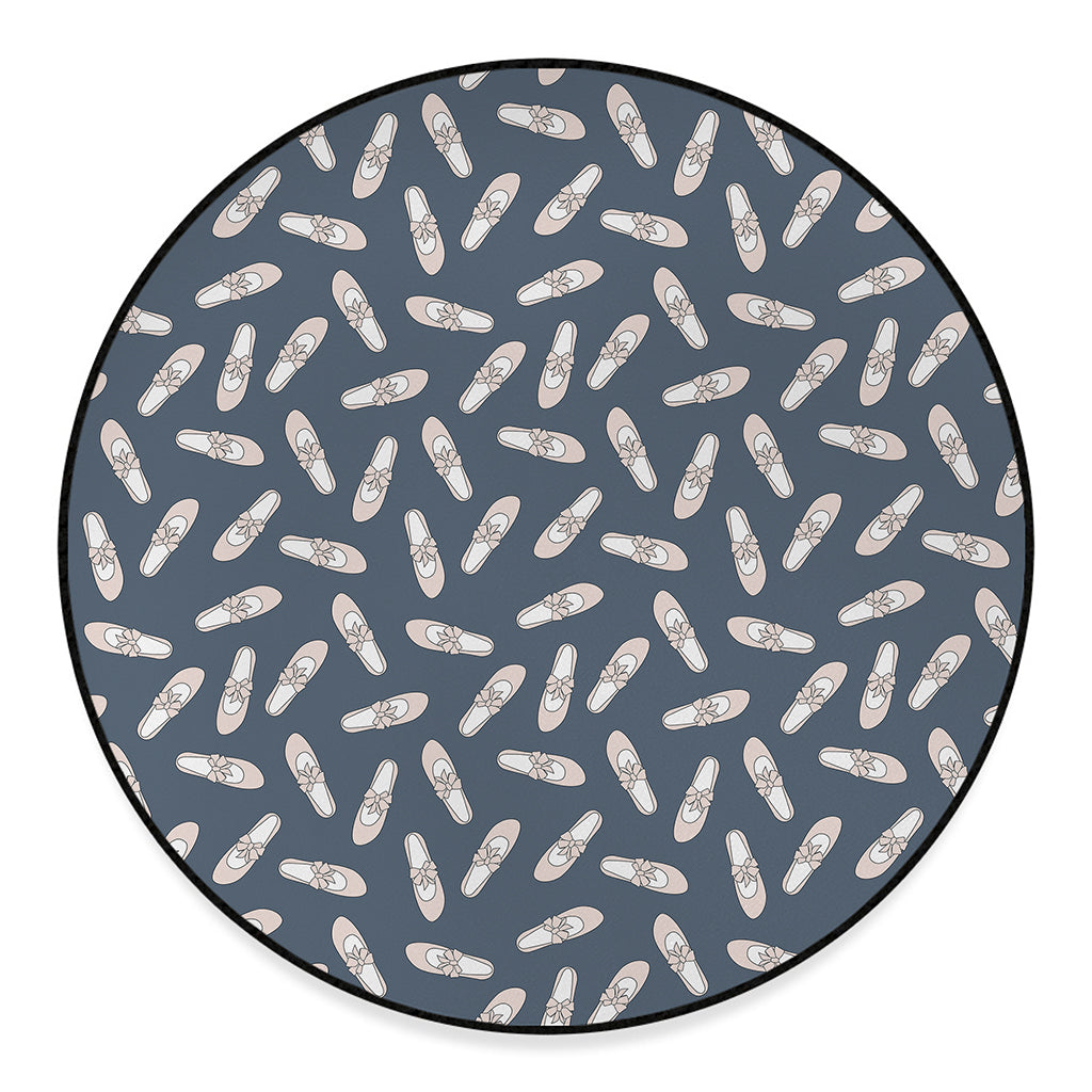 Pink Ballet Shoes Pattern Print Round Floor Mat