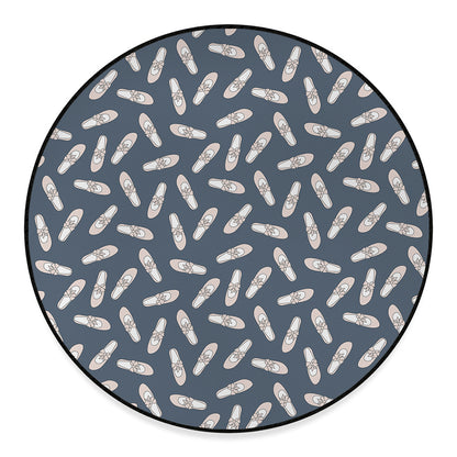 Pink Ballet Shoes Pattern Print Round Floor Mat