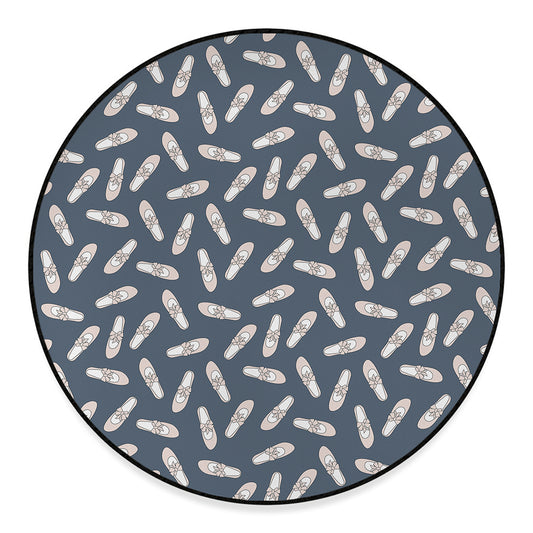 Pink Ballet Shoes Pattern Print Round Floor Mat