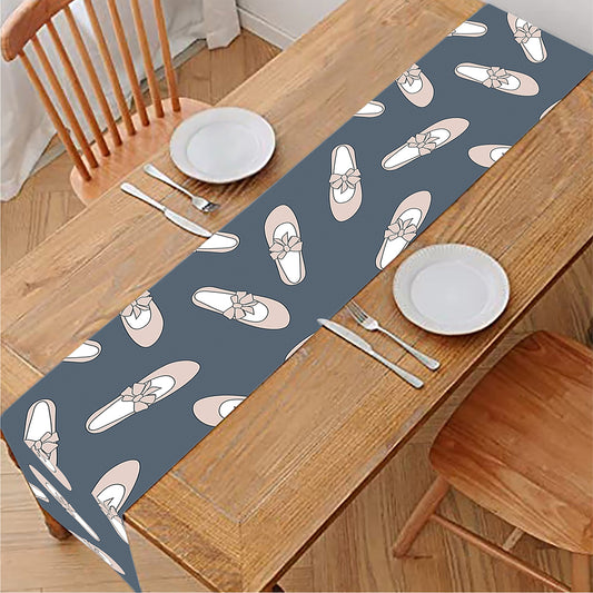 Pink Ballet Shoes Pattern Print Table Runner