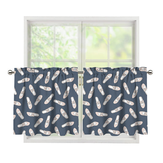 Pink Ballet Shoes Pattern Print Tier Curtains