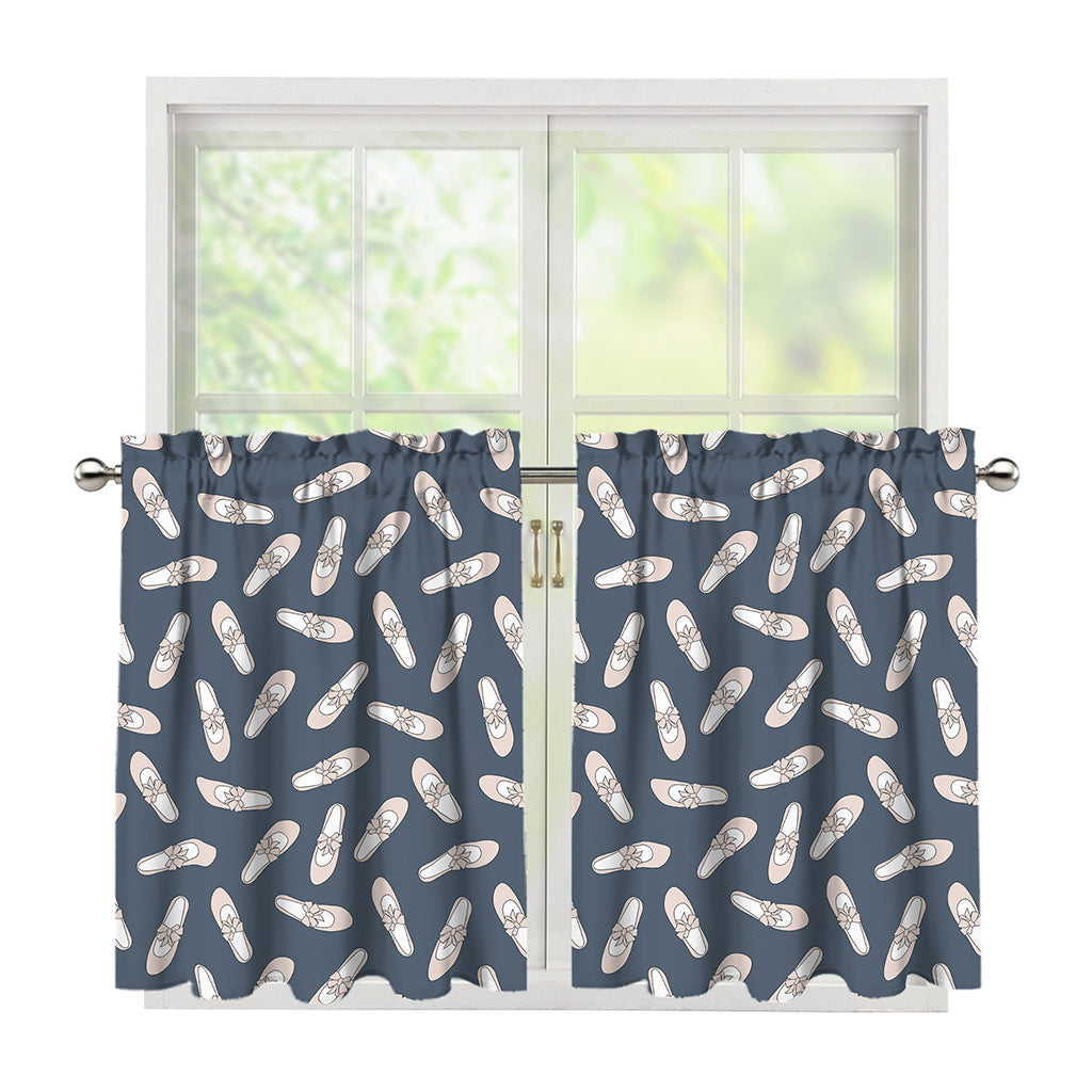 Pink Ballet Shoes Pattern Print Tier Curtains
