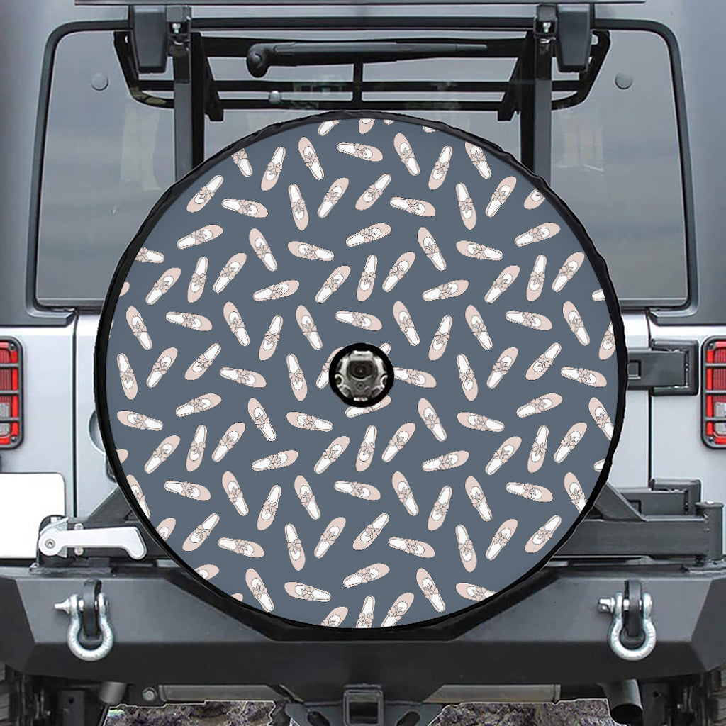 Pink Ballet Shoes Pattern Print Tire Cover With Camera Hole