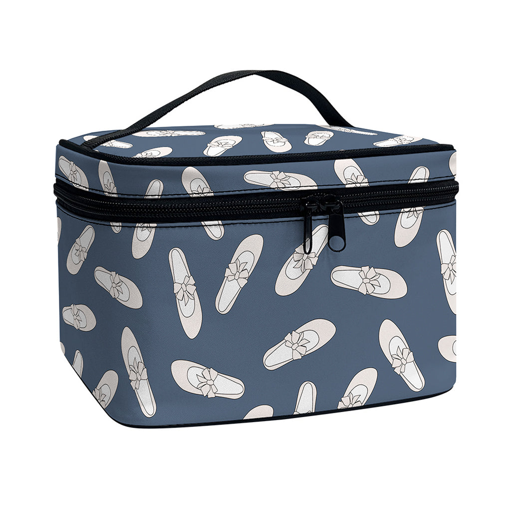 Pink Ballet Shoes Pattern Print Travel Makeup Bag