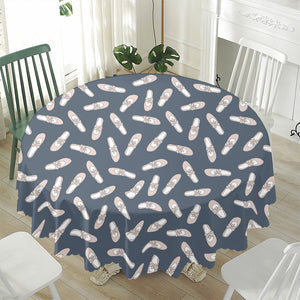 Pink Ballet Shoes Pattern Print Waterproof Round Tablecloth