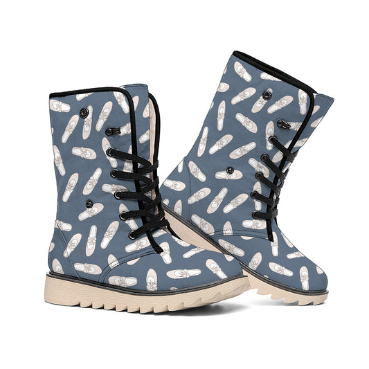 Pink Ballet Shoes Pattern Print Winter Boots