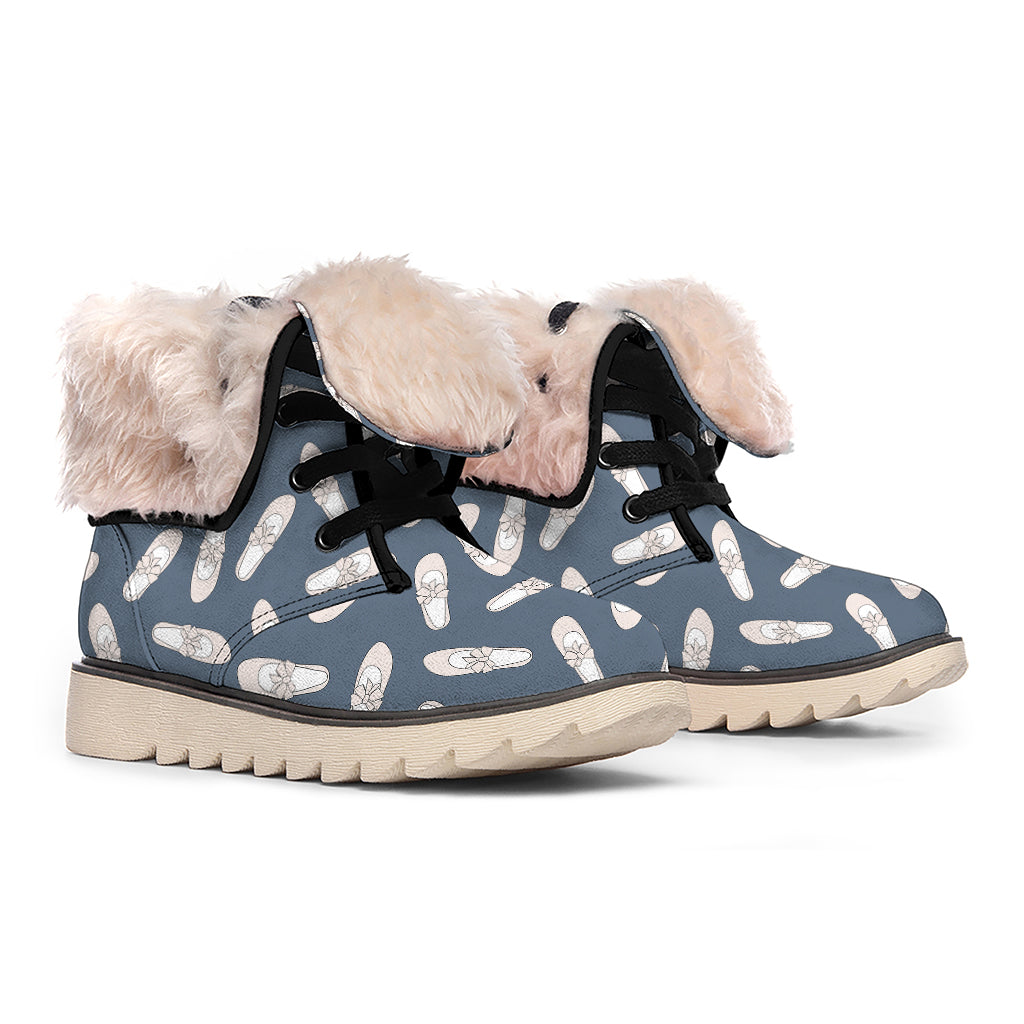 Pink Ballet Shoes Pattern Print Winter Boots