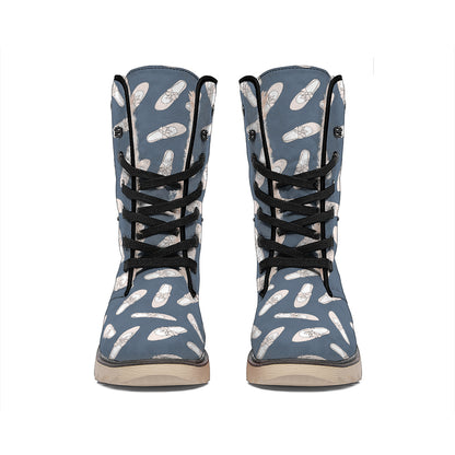 Pink Ballet Shoes Pattern Print Winter Boots