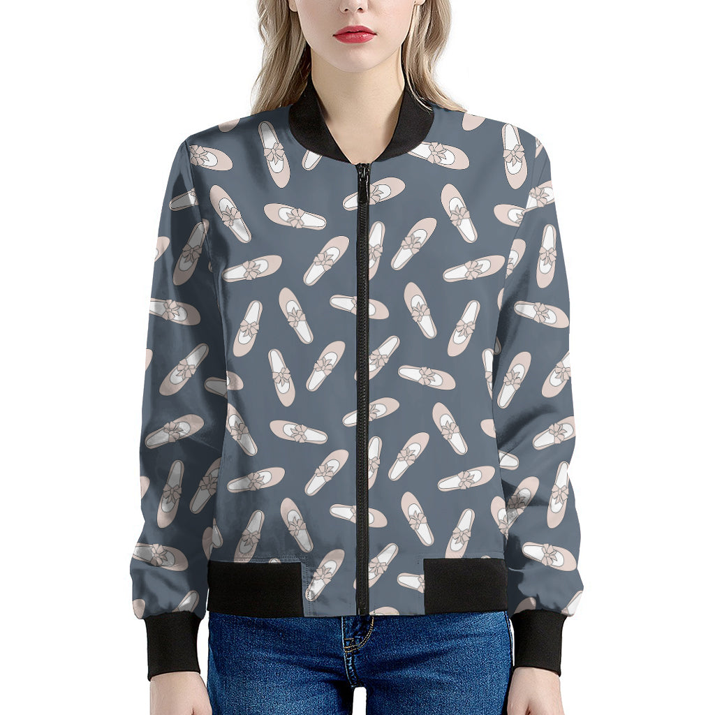 Pink Ballet Shoes Pattern Print Women's Bomber Jacket