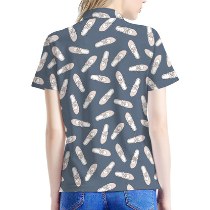 Pink Ballet Shoes Pattern Print Women's Polo Shirt