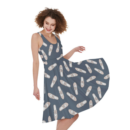 Pink Ballet Shoes Pattern Print Women's Sleeveless Dress