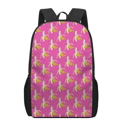 Pink Banana Pattern Print 17 Inch Backpack